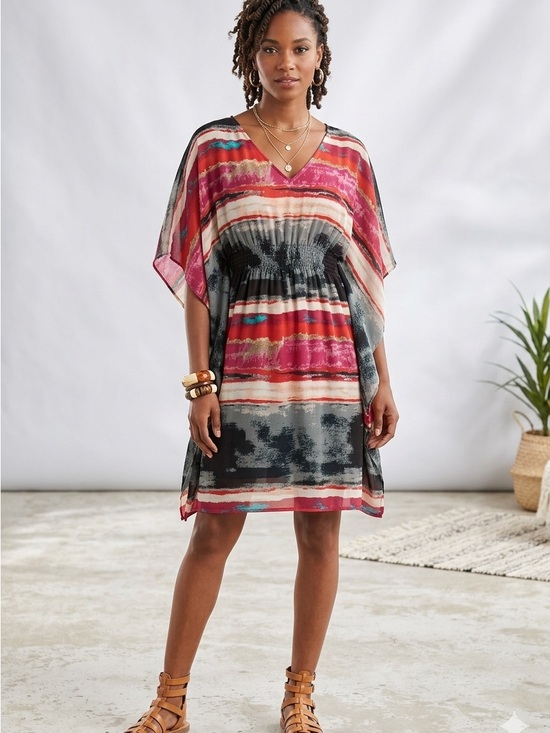 RB Collection Other - Women's Striped V-Neck Breezy Dress, Multi Color